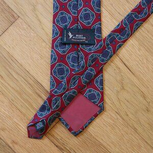 Bret Pulitzer Tie 100% SILK Red Geometric All Over Print 4 x 56